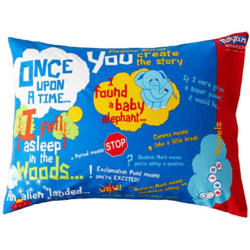 Playtime Story-Time Pillowcase with over 20 starter sentences and Images. Ultra-soft microfiber.