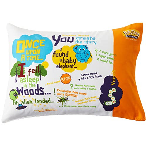 Playtime Story-Time Pillowcase with over 20 starter sentences and Images. Ultra-soft microfiber.