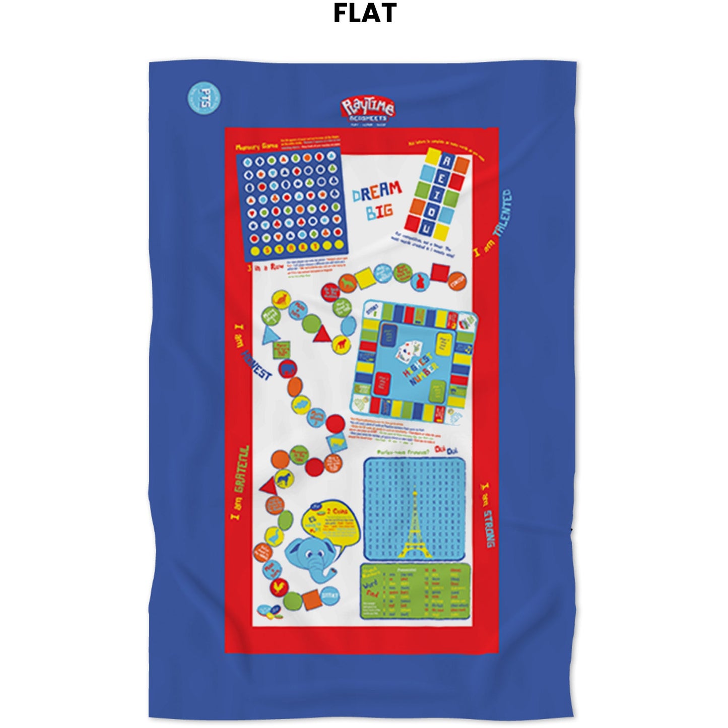 Playtime Bed Sheets Twin Blue - 3 PCs Cozy Super Soft - Breathable & Fade Resistant Microfiber Sheets - Has Over 65 Fun Printed Games & Puzzles -12inch Deep Pockets.